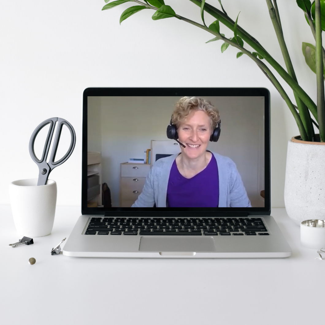 instructional designer on laptop during video production online