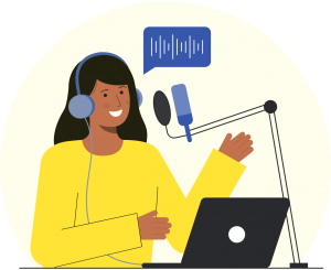 illustration of woman making a podcast